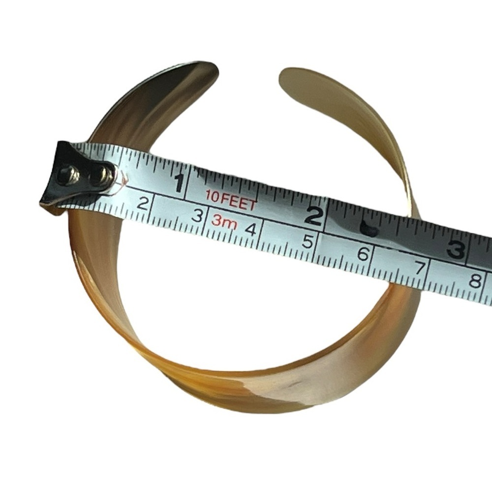 Buffalo Ox Horn Wide Cuff Statement Bracelet Amber Brown - Picture 5 of 6